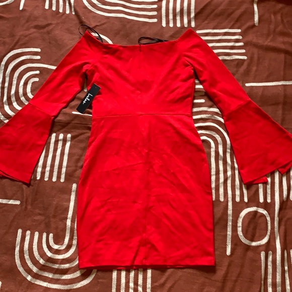 Marseille Red OffShoulder Longsleeve Bodycon Dress - Picture 10 of 12